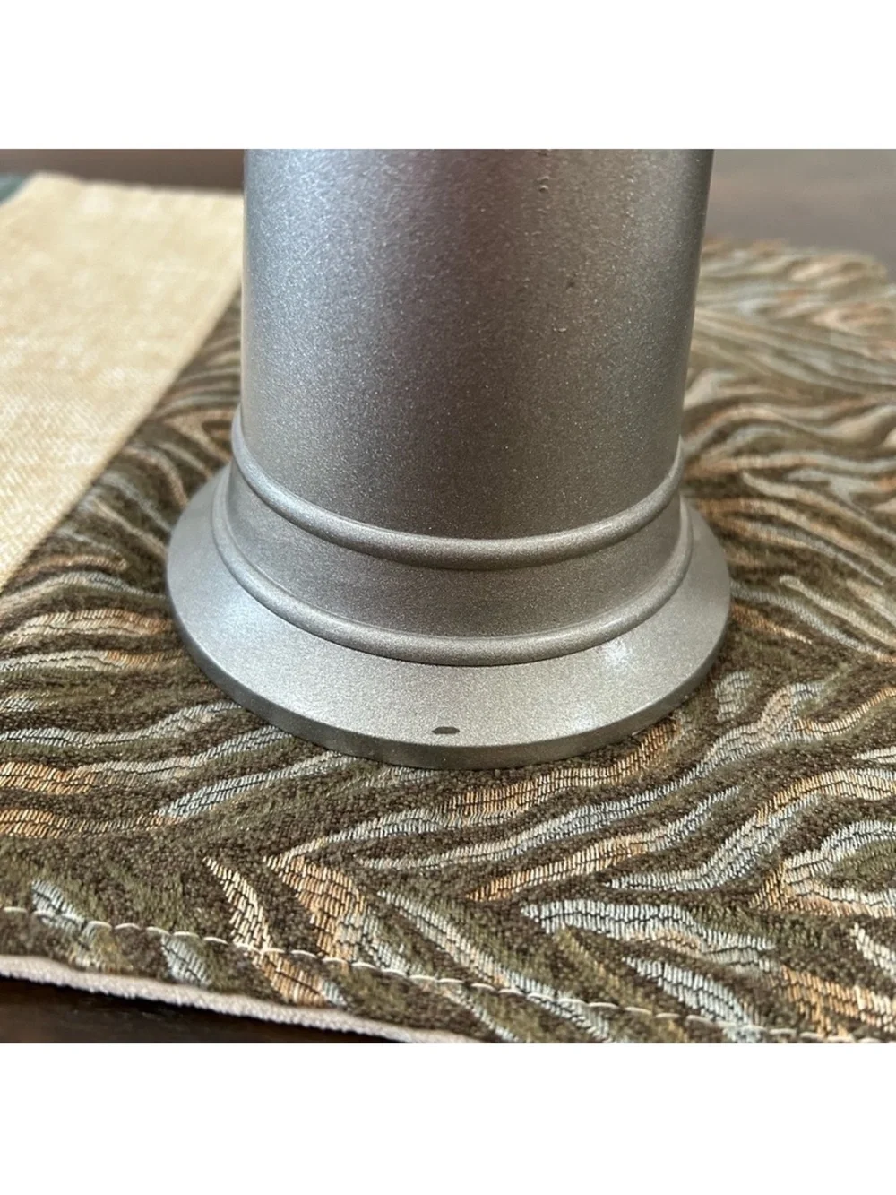 Pottery Barn Plum Pillar Candle with Silver Holder